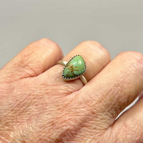 925 Brushed Sterling Silver Sonoran Gold Turquoise Ring - Picture 11 of 13